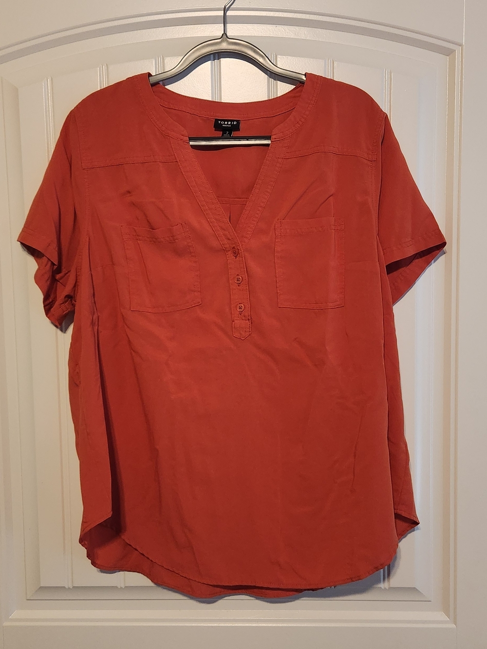 torrid rust orange V-neck Button Front Pocket Blouse